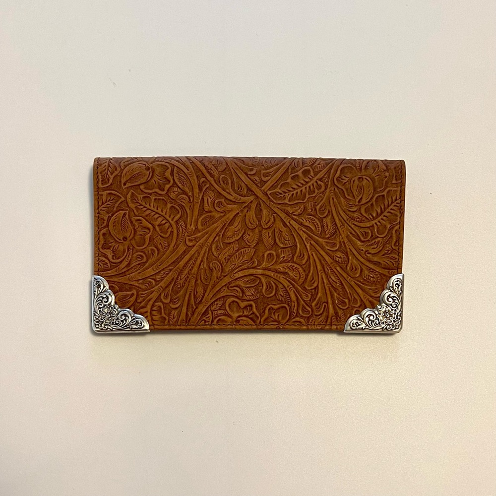 NWOT Nocona Western Embossed Leather & Silver Rodeo Wallet